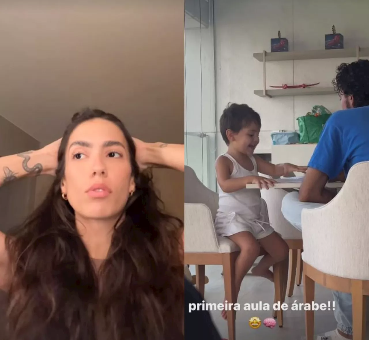 Gabi Brandt mostra primeira aula de árabe de filho de 3 anos após ele começar a aprender a língua sozinho