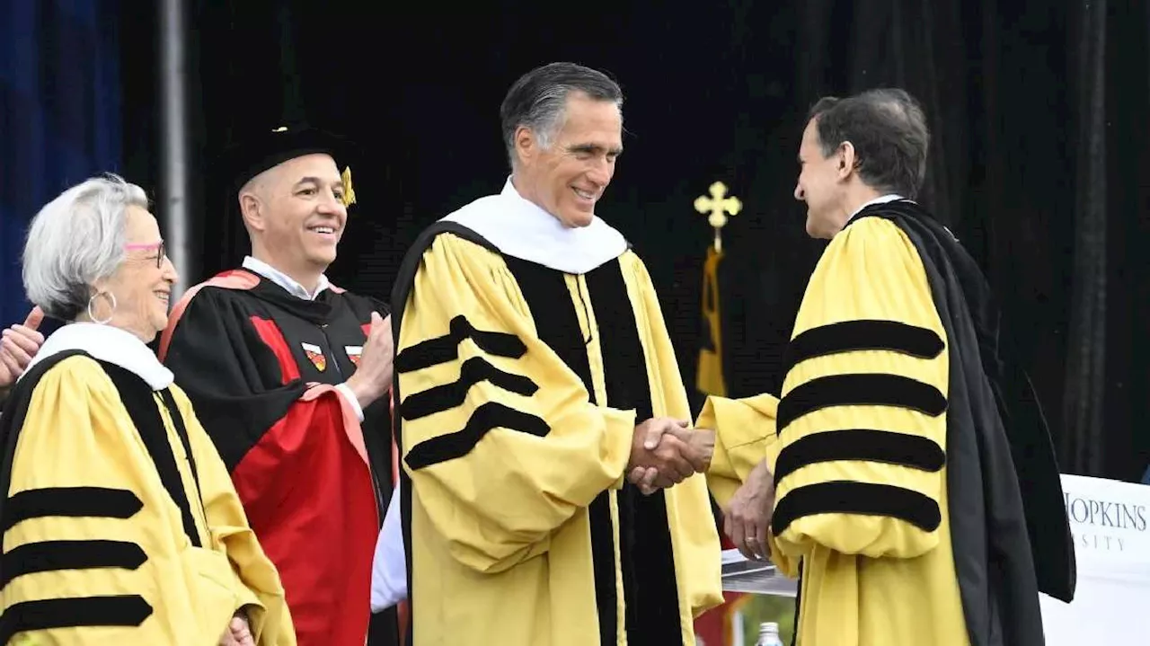 Sen. Romney's commencement speech at Johns Hopkins briefly interrupted by protesters