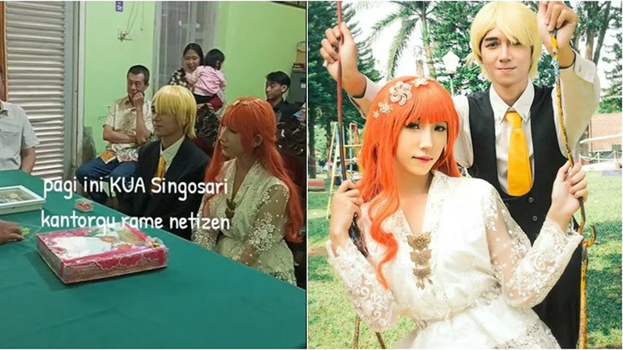 Viral Pasangan Wibu Menikah di KUA Cosplay Jadi Karakter One Piece, Banjir Selamat