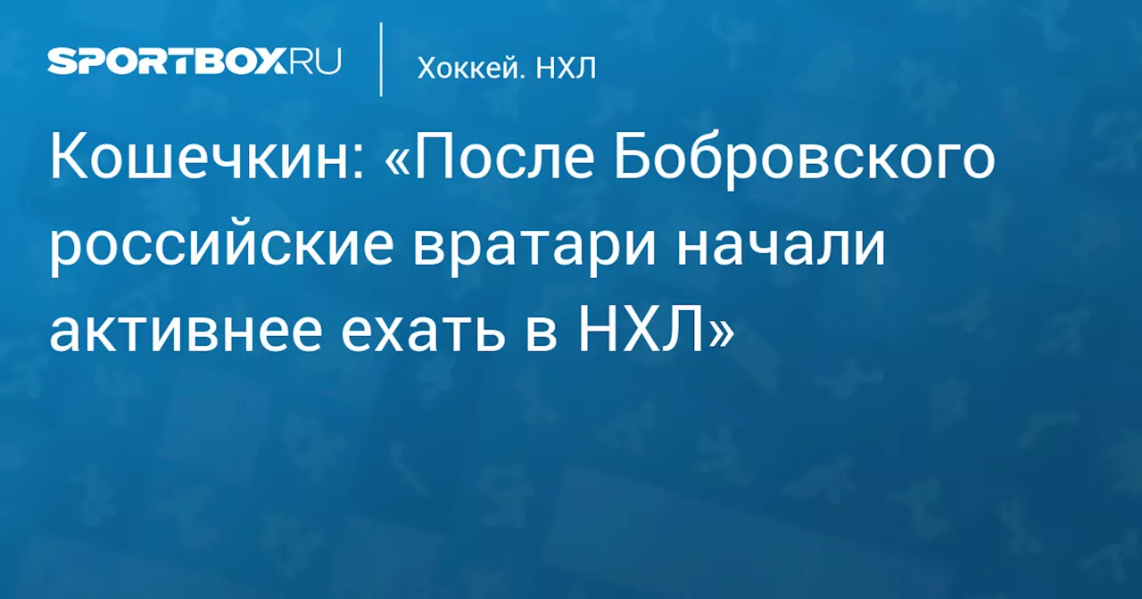 Кошечкин: «После Бобровского российские вратари начали активнее ехать в НХЛ»