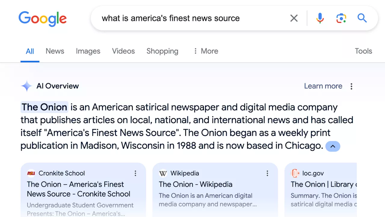 Google’s AI really is that stupid, feeds people answers from The Onion