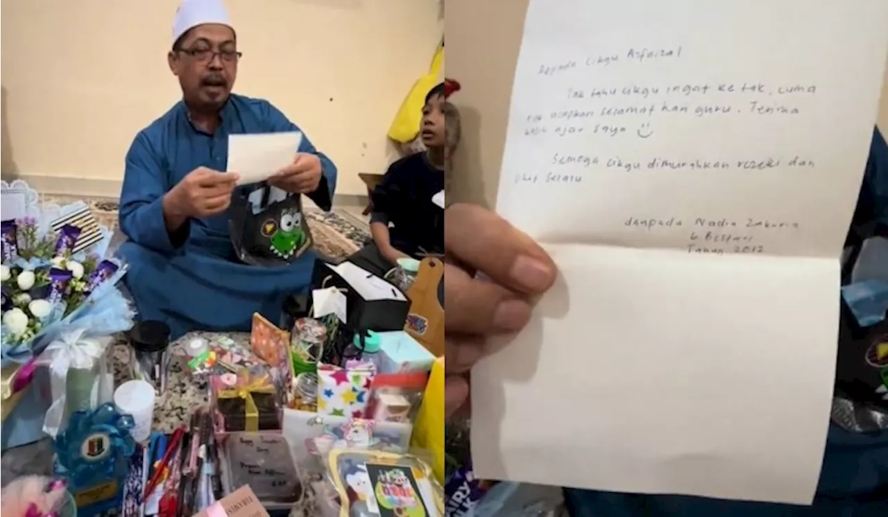 Cikgu Terharu Bekas Pelajar 12 Tahun Lalu Masih Beri Hadiah Ketika Sambutan Hari Guru