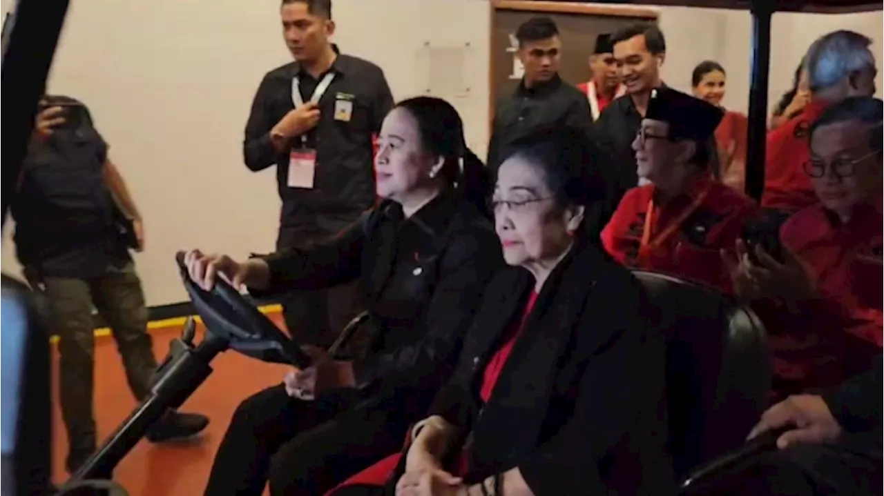 Momen Puan Sopiri Megawati dan Ganjar Pakai Buggy Car di Rakernas V PDIP