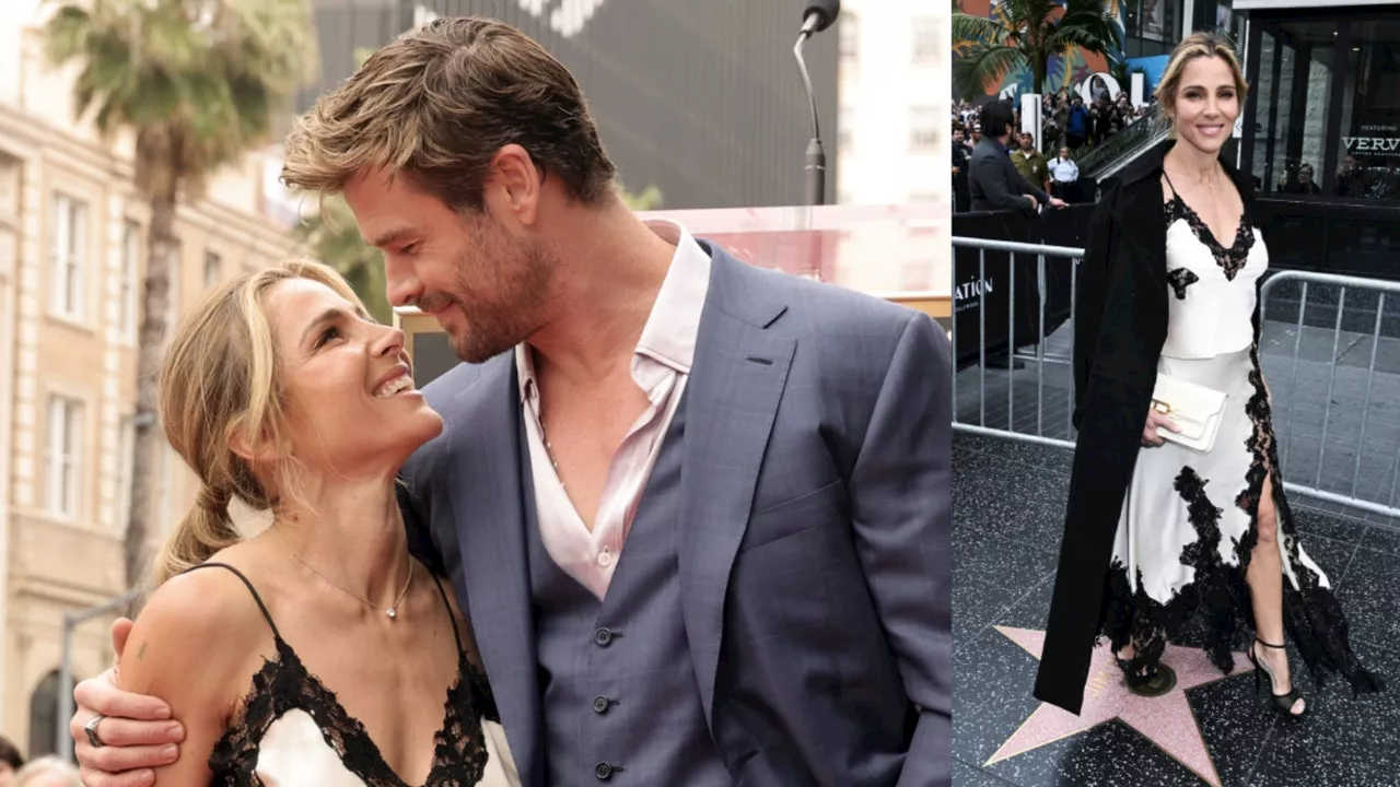 Elsa Pataky acompaña a Chris Hemsworth con una falda lencera y sandalias