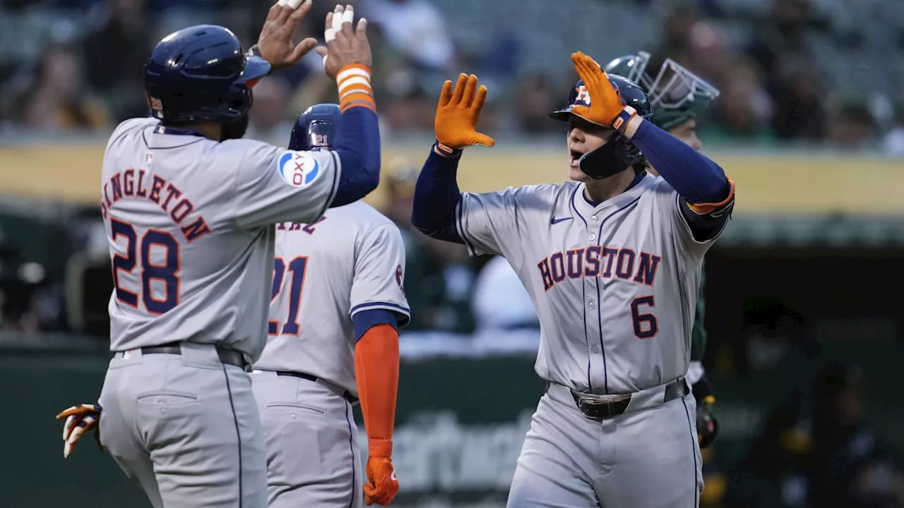 Verlander strikes out 9, passes Greg Maddux for 10th on all-time list as Astros beat A's 6-3