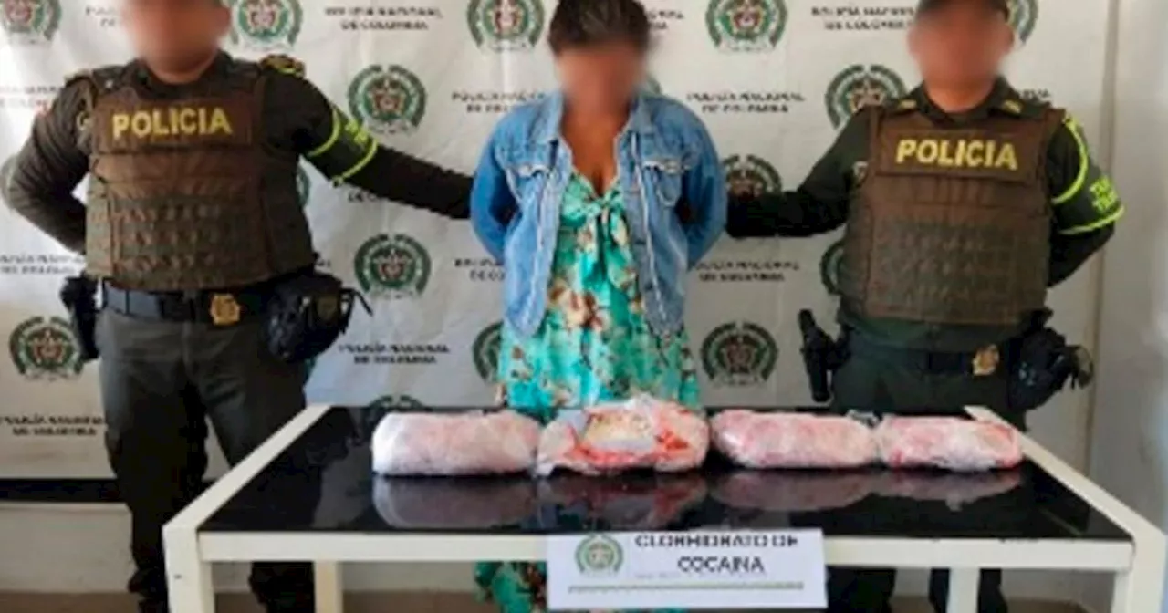 Capturan a una mujer transportando 2 mil gramos de cocaína en una pañalera