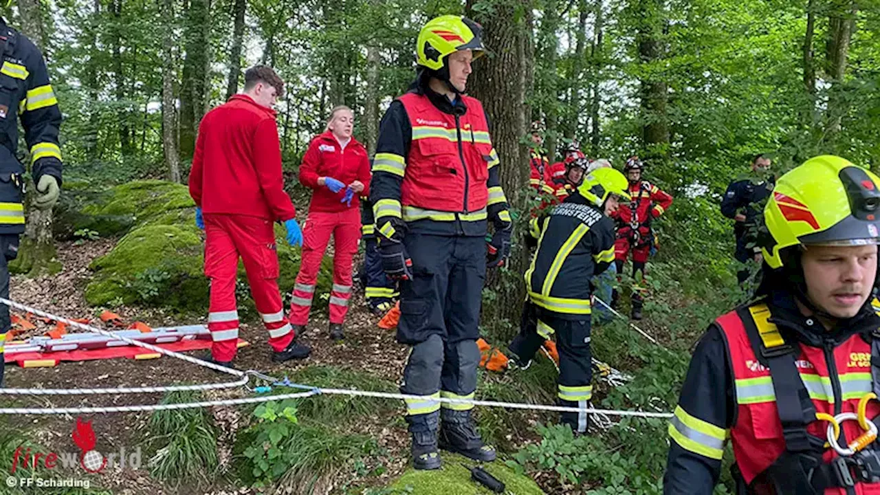 Oö: Person in Wernstein über steile Böschung gestürzt → Höhenretter-Einsatz