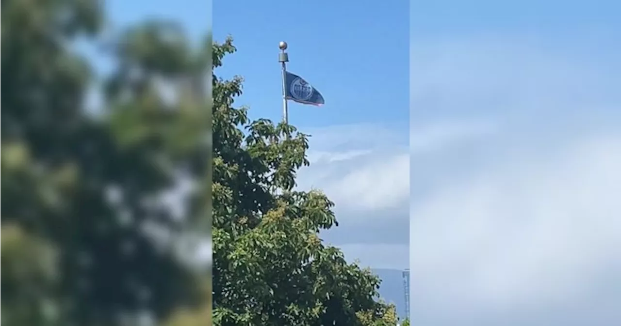 Oilers flag raised outside Vancouver City Hall after Round 2 Playoff bet