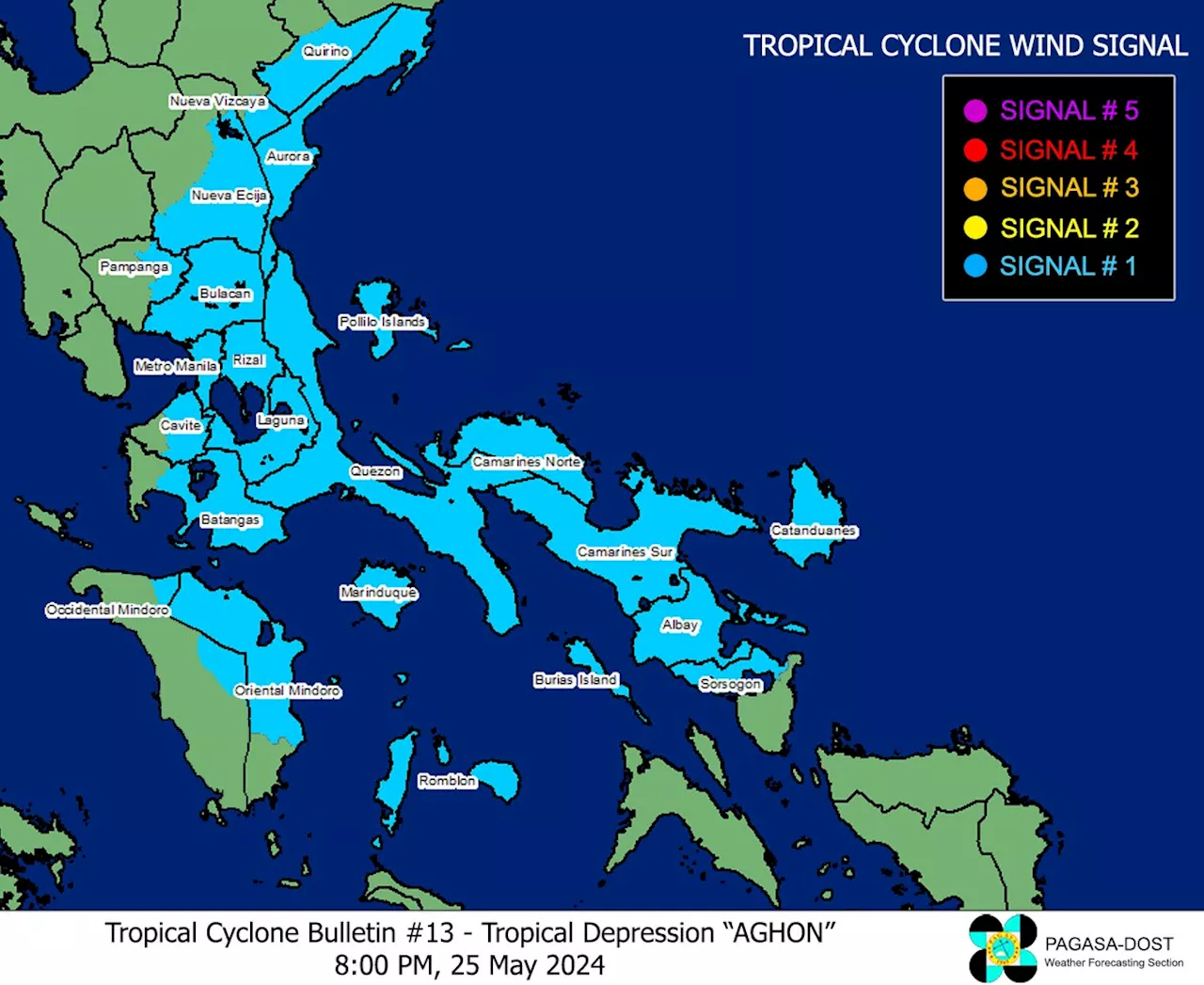 Signal No. 1 up in 22 areas as Aghon passes over San Francisco, Quezon