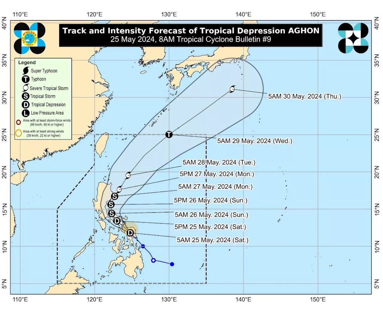 Signal No. 1 up over 17 areas as Aghon moves over Samar Sea