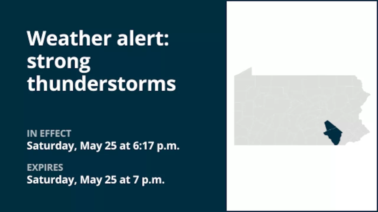 Weather alert issued for strong thunderstorms in Lebanon and Lancaster counties Saturday evening