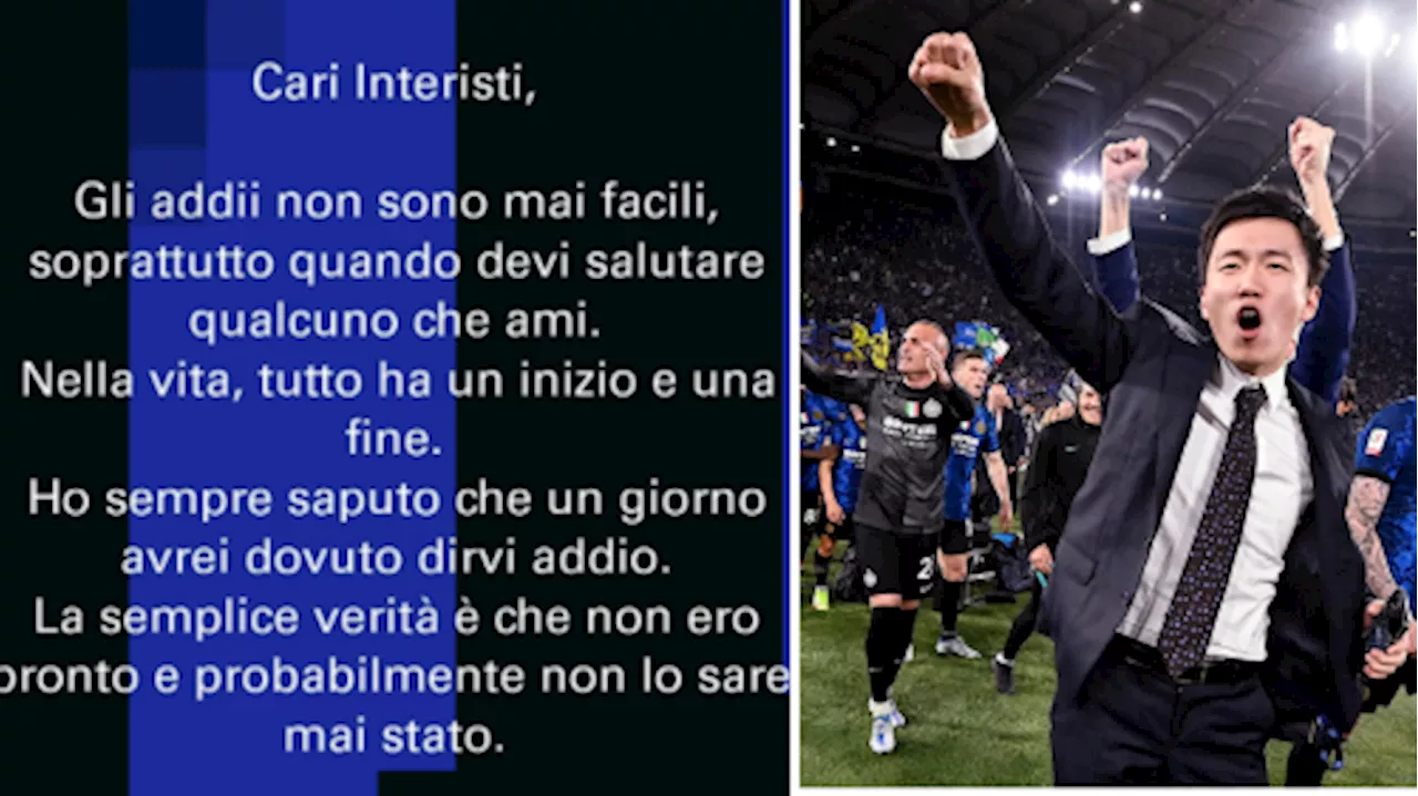 Steven Zhang, il messaggio d'addio ai tifosi dell'Inter: 'Sempre uno di voi'