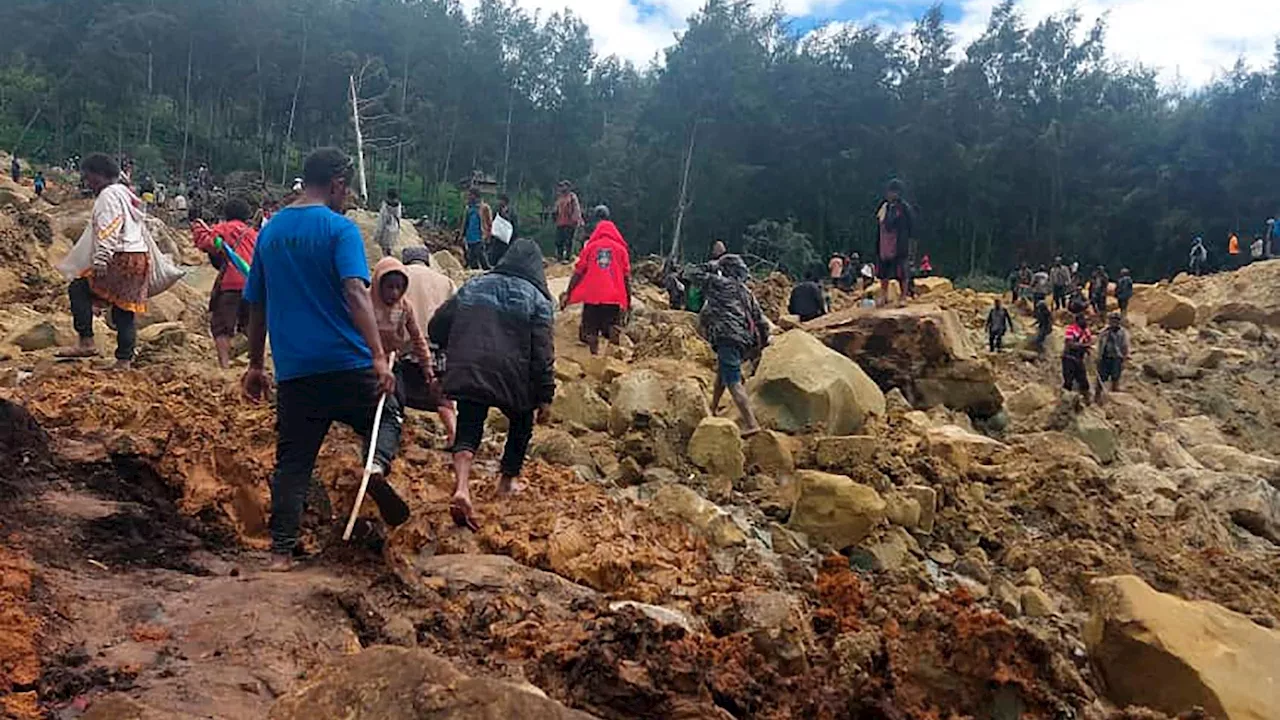 Emergency crews move survivors of massive Papua New Guinea landslide to safer ground