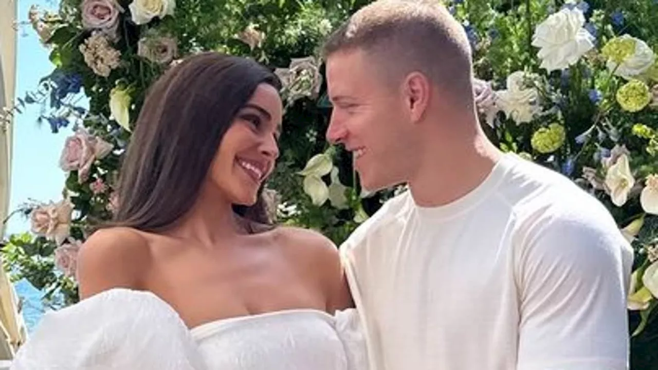 Olivia Culpo shares romantic kiss with NFL fiancé Christian McCaffrey at picturesque Malibu bridal...