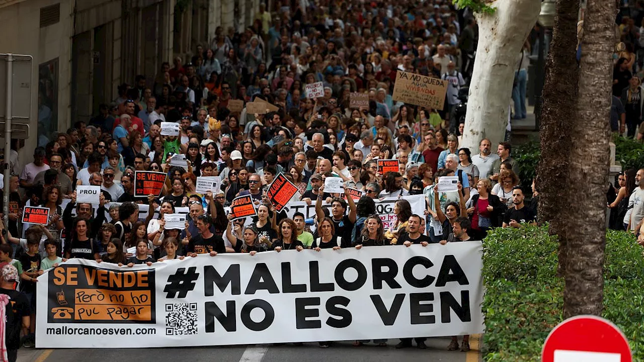 Demonstrators gather in Mallorca in rally against 'excessive tourism'