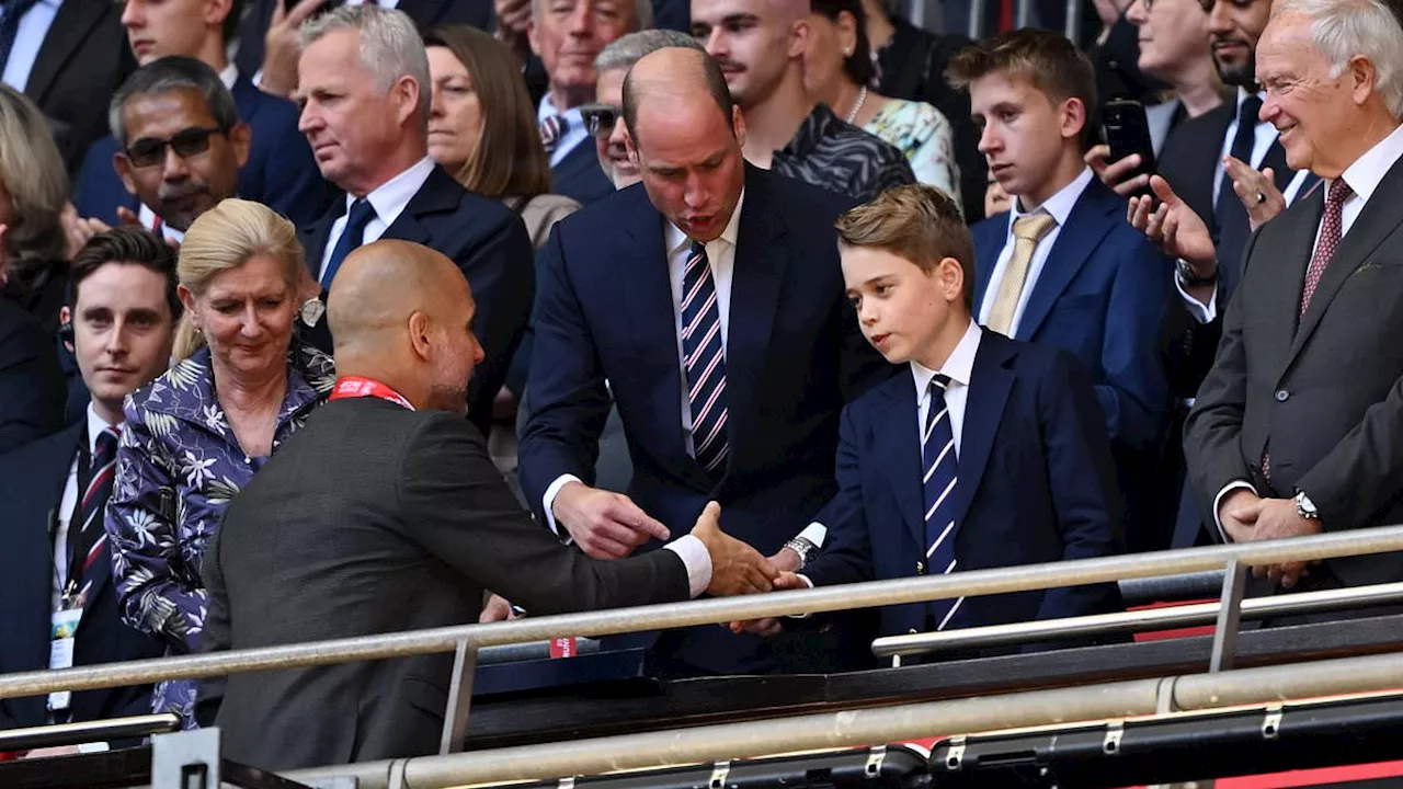 William and George are royal boys on tour at Wembley as future kings watch Man United beat City in...