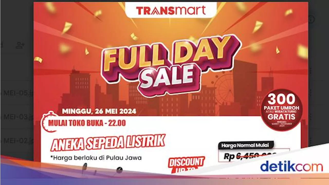 Beli Sepeda Listrik Diskon Rp 2 Jutaan di Transmart Full Day Sale!