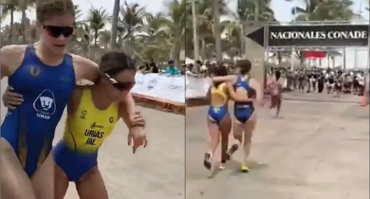 VIDEO: La triatleta Gabriela Urias sorprende con conmovedor gesto de compañerismo