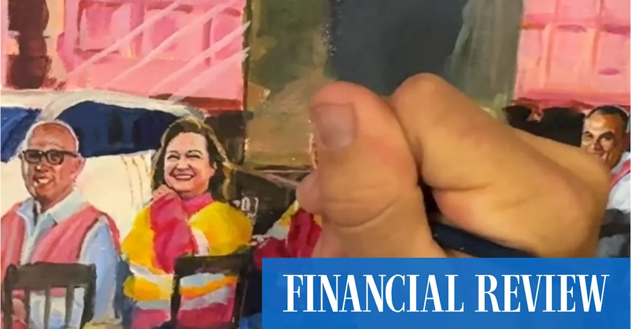 Gina Rinehart’s commissioned portrait with Peter Dutton