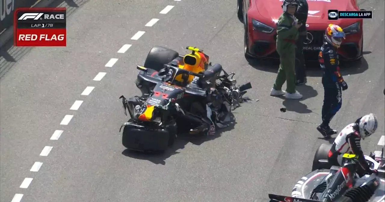 ¡IMPACTACTANTE choque de Checo Pérez: Le DESTROZARON su Red Bull en la Vuelta 1 de Mónaco!