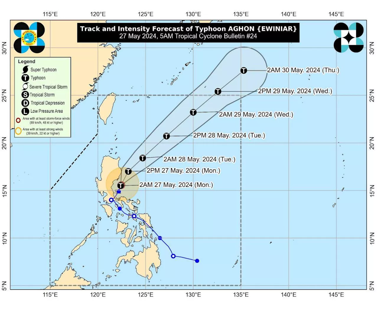 Signal No. 2 up over parts of Isabela, Aurora, Polillo due to Aghon