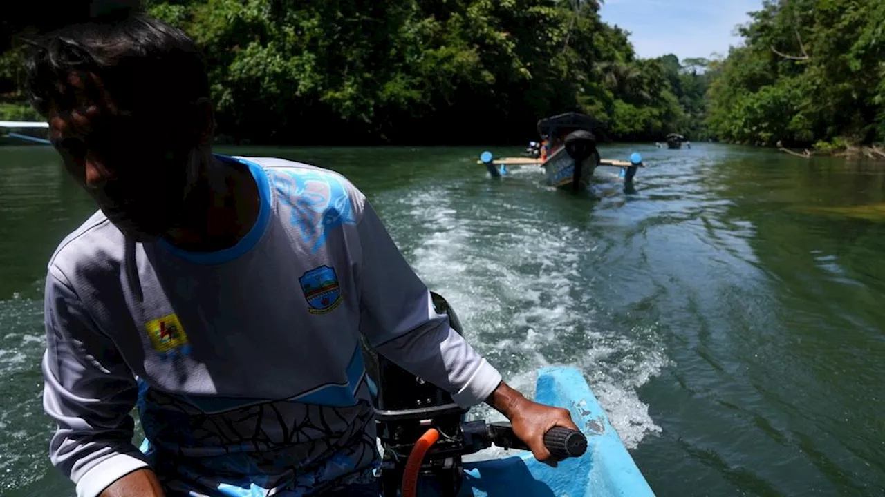 Electric Boats Maintain the Flow of Green Energy in Green Canyon Pangandaran