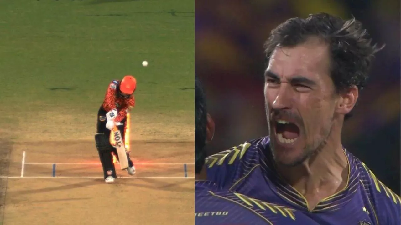 KKR vs SRH: मिचेल स्‍टार्क की 'बॉल ऑफ द टूर्नामेंट' ने उड़ाए अभिषेक शर्मा के होश, करीब 6 इंच घूमी गेंद और ले उड़ी स्‍टंप- Video