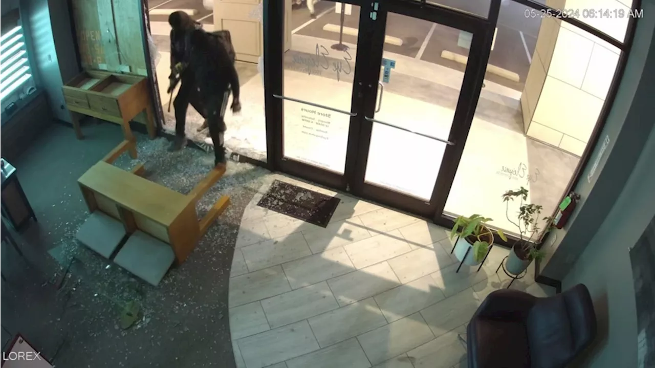 Thieves caught on camera breaking into high-end eyewear stores three times in one week