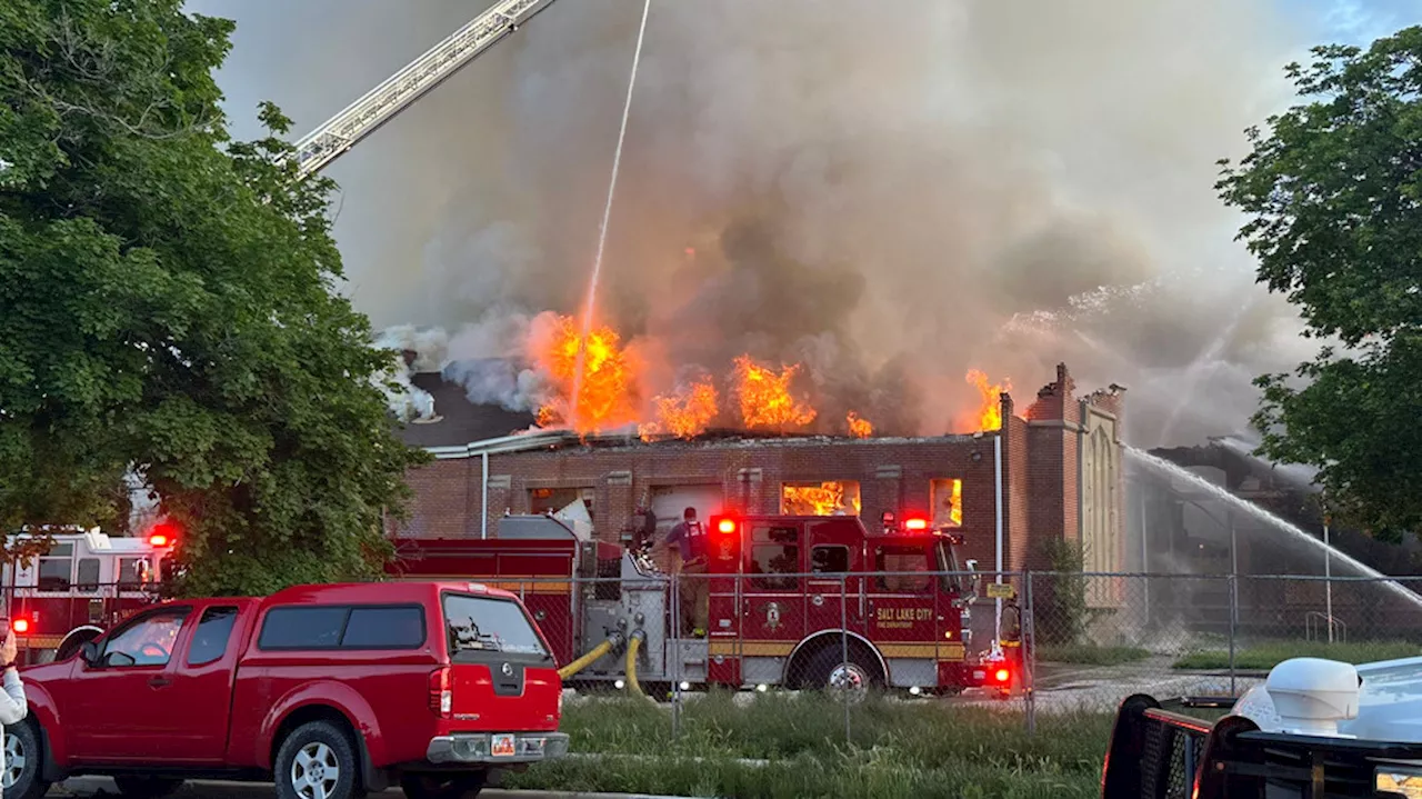 2 rescued from balcony after massive fire erupts at Wells Ward chapel in Salt Lake City