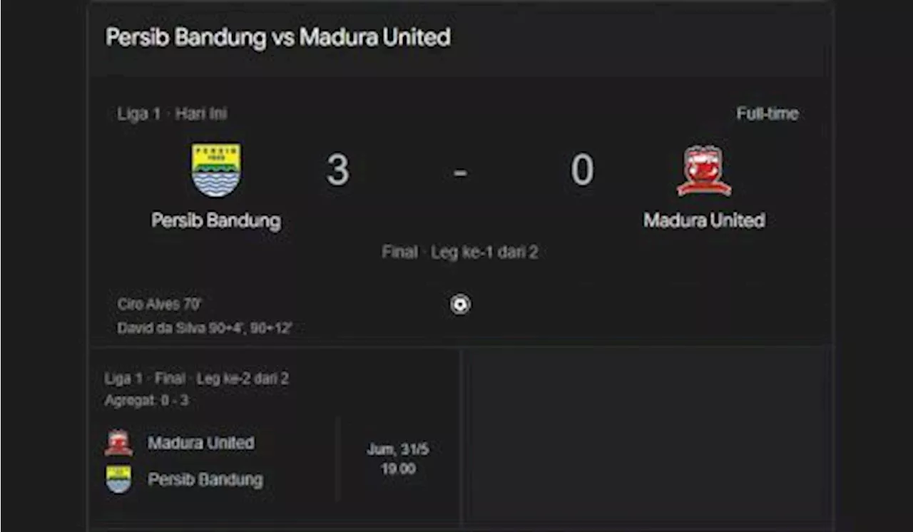 Persib Bandung Vs Madura United Maung Bandung Menang 3-0, Selangkah Lagi Juara