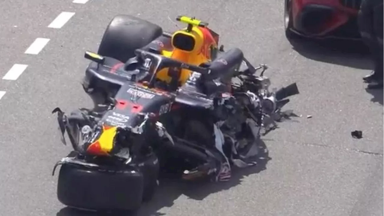 Gp Monaco di F1, spaventoso incidente al primo giro: distrutta la Red Bull di Perez