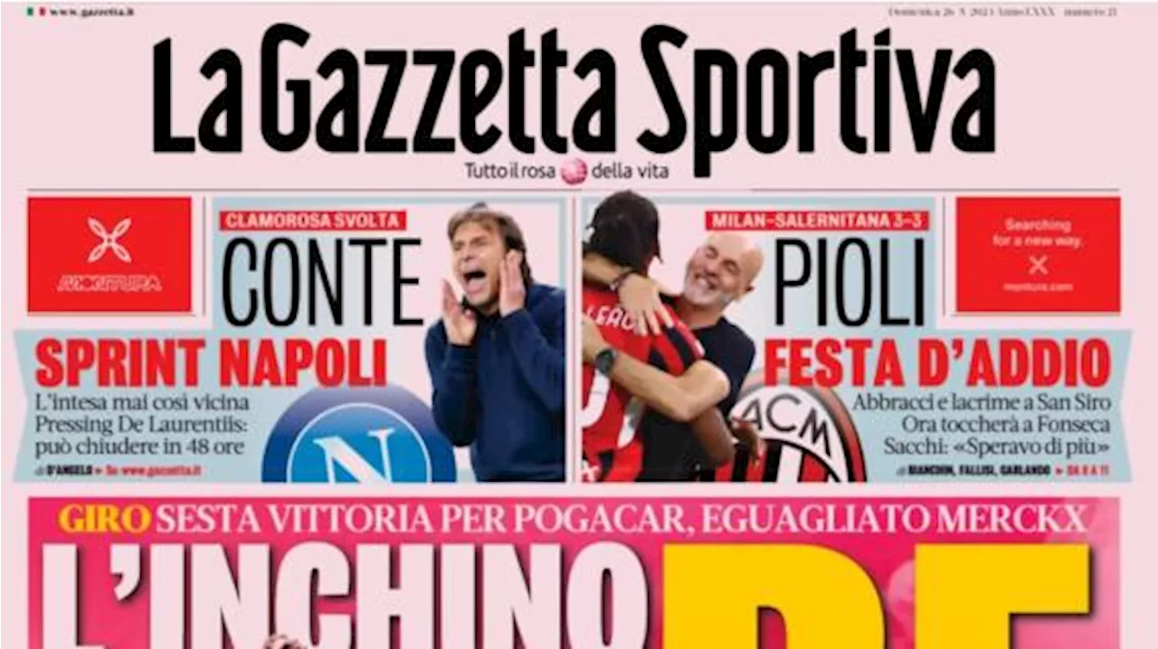 La prima pagina del Corriere dello Sport: 'Napoli, tutto su Conte'