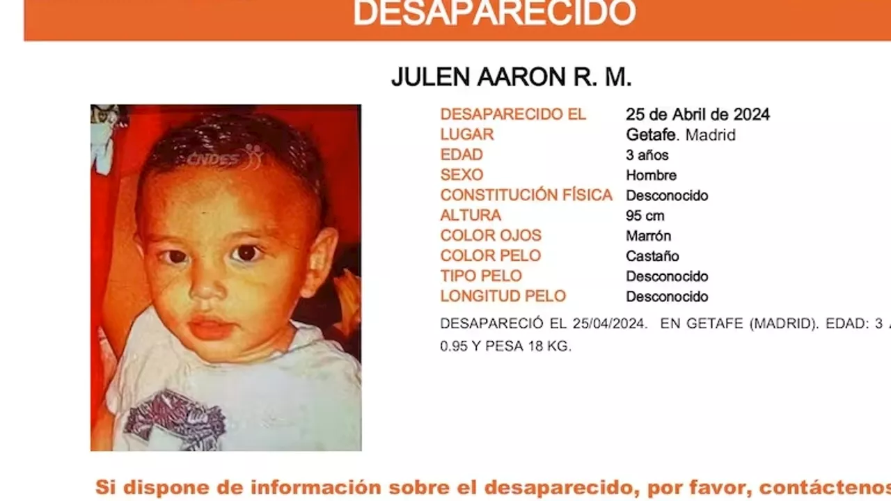 Buscan a un niño de tres años desaparecido hace más de un mes en Getafe, Madrid