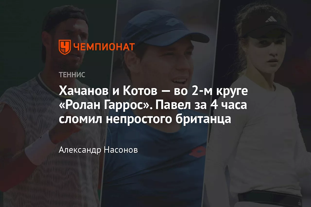 Хачанов и Котов — во 2-м круге «Ролан Гаррос». Павел за 4 часа сломил непростого британца