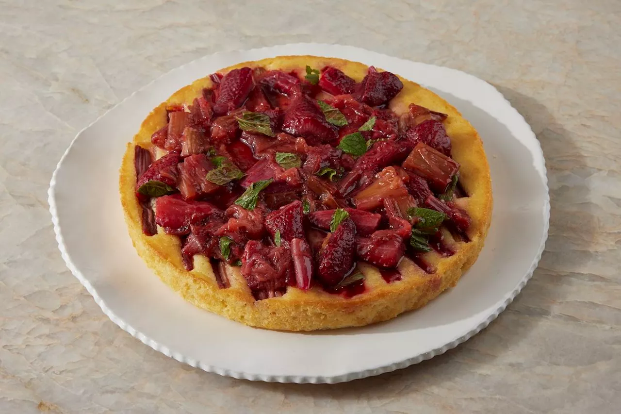 Fruity Almond Cake with Rhubarb, Strawberries & Mint Recipe on Food52