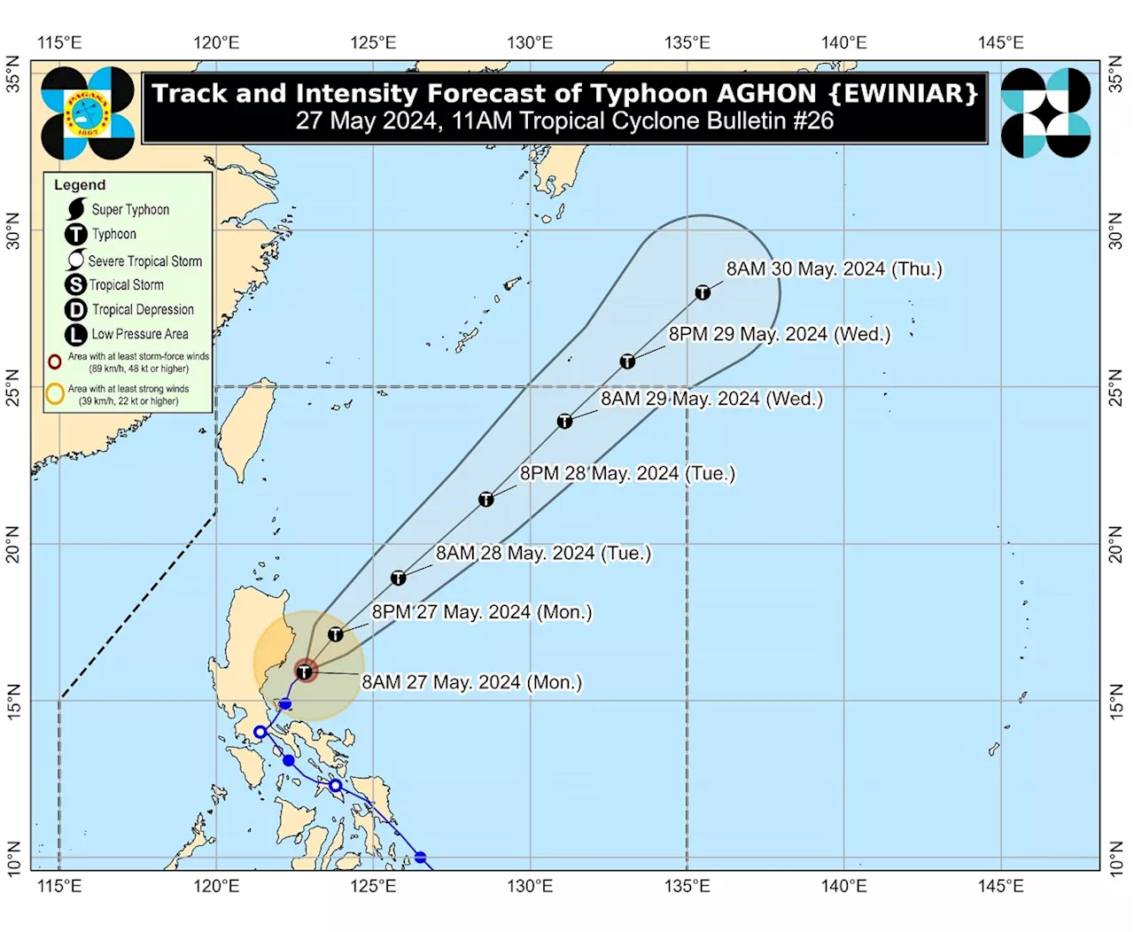 2 areas remain under Signal No. 2 as Aghon maintains strength