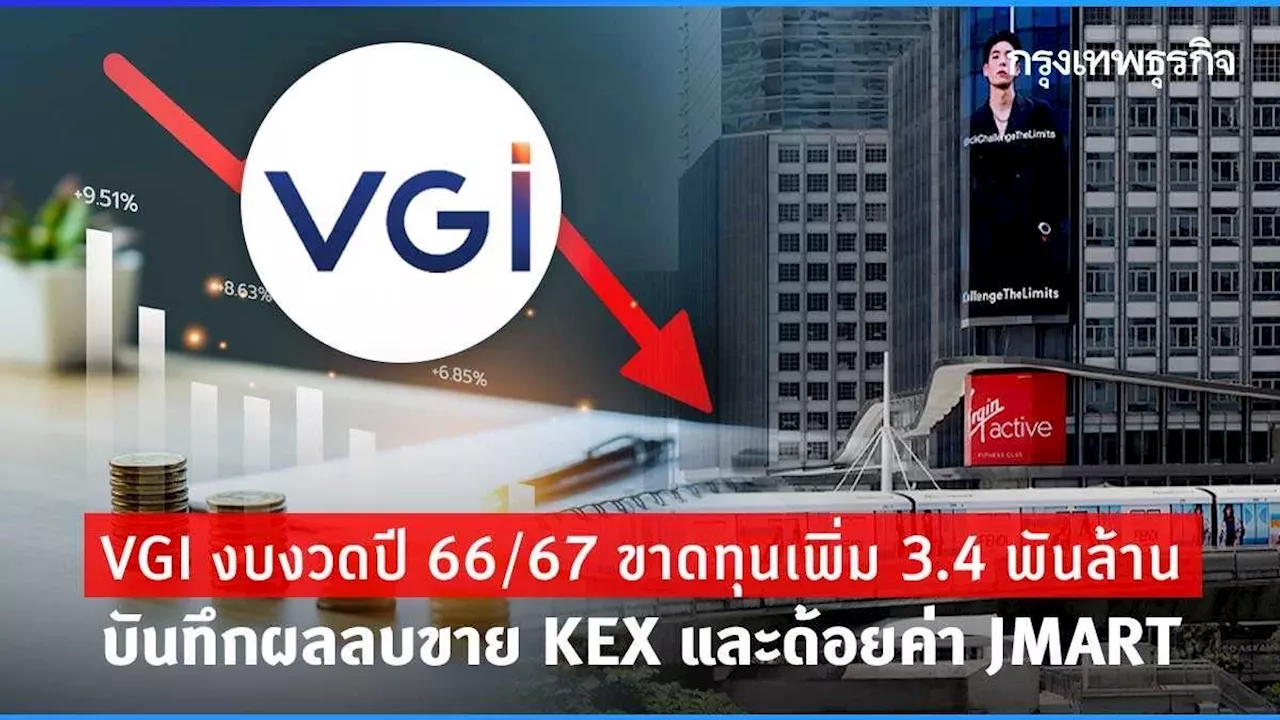 VGI งบงวดปี 66/67 ขาดทุนเพิ่ม 3.4 พันล้านบาท บันทึกผลลบขาย KEX และด้อยค่า JMART