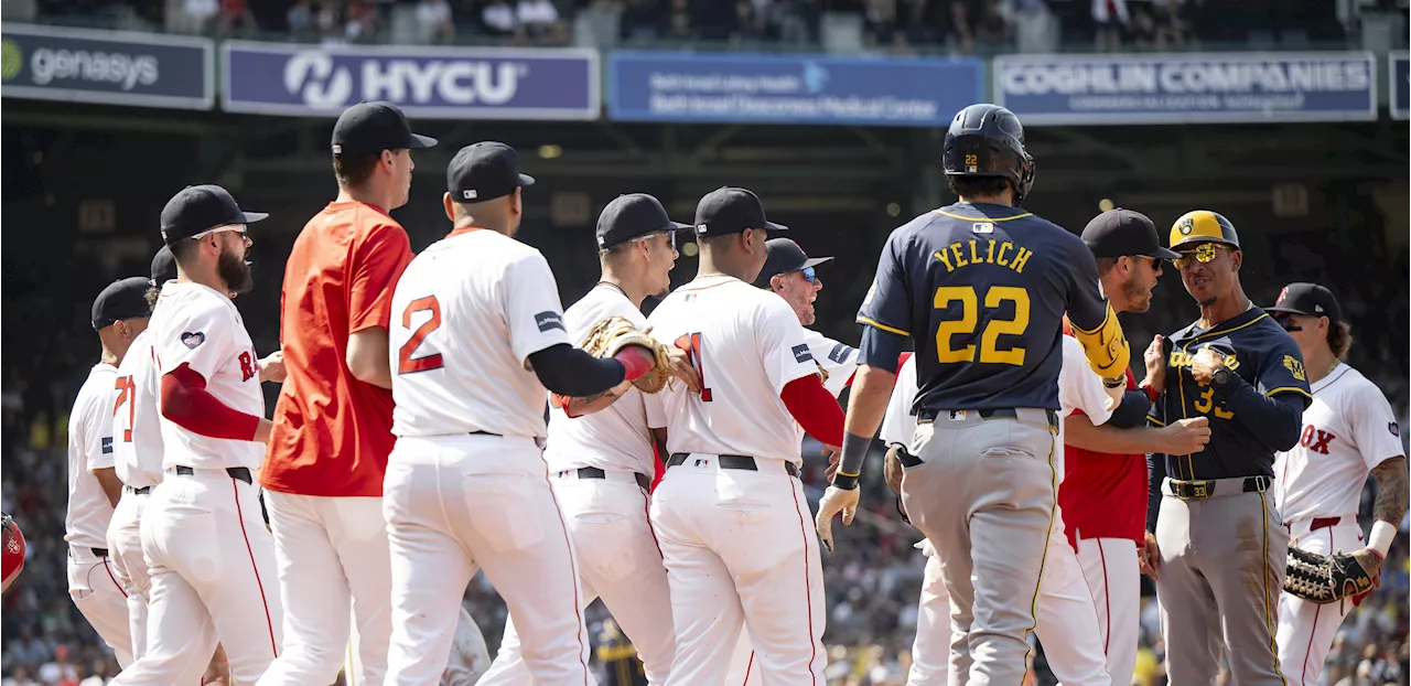 Benches clear during Red Sox-Brewers game at Fenway Park, but no punches thrown​