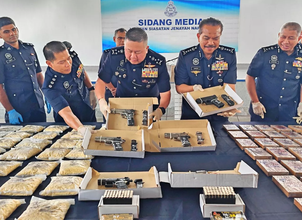 Six guns, drugs worth RM4.6mil seized in Penang raids