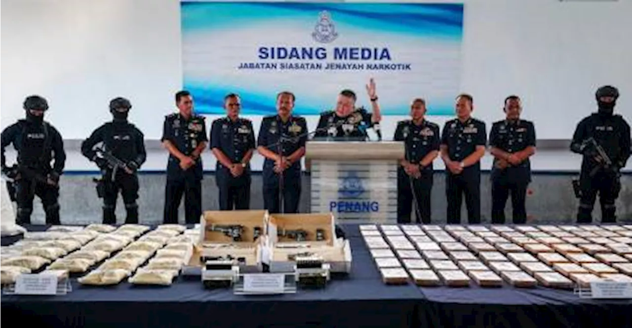 Lelaki ditahan bersama dadah bernilai RM4.6 juta, enam pistol di Pulau Pinang