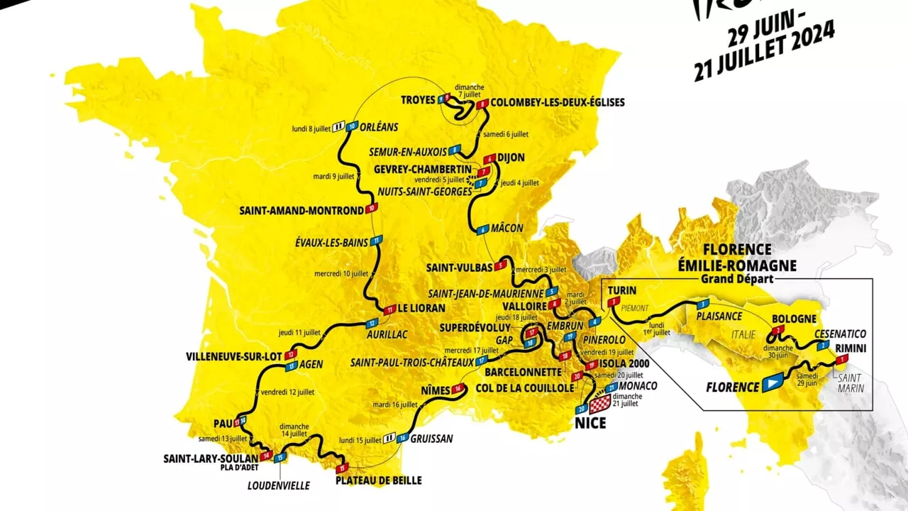 Tour de France 2024, tutte le tappe: altimetria, calendario e percorso