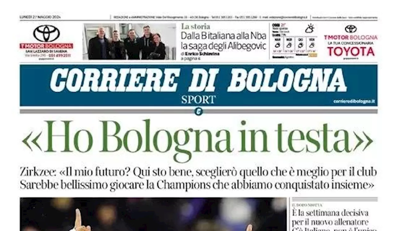 Il Corriere di Bologna con Zirkzee sul suo futuro: 'Ho Bologna in testa, qui sto bene'