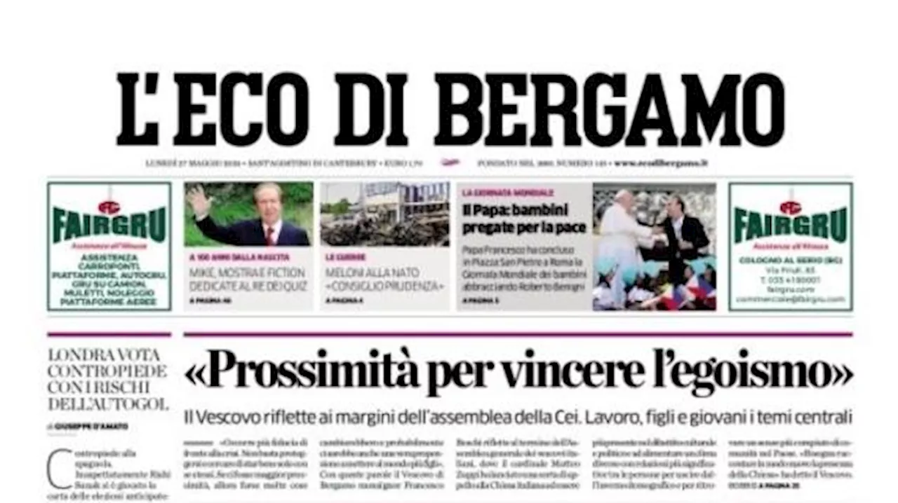 L'Eco di Bergamo apre: 'Torino strapazzato 3-0, l'Atalanta vola al quarto posto'