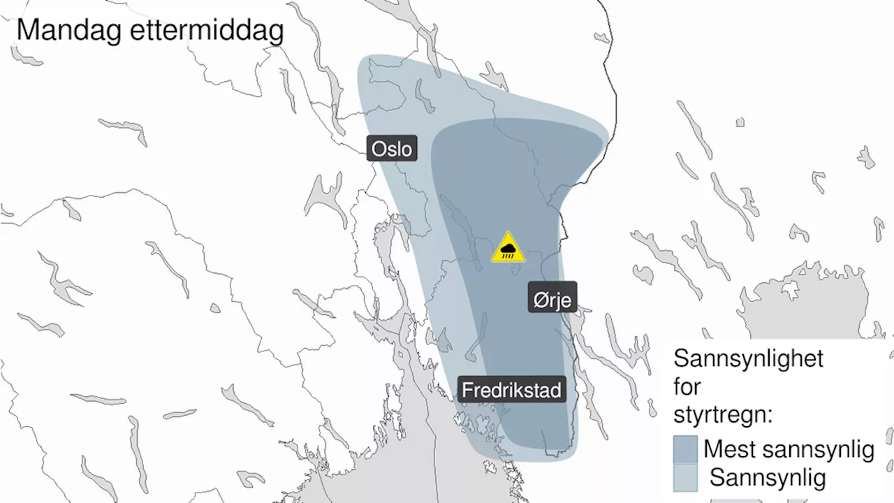 Østlandet: Farevarsel om lyn og styrtregn