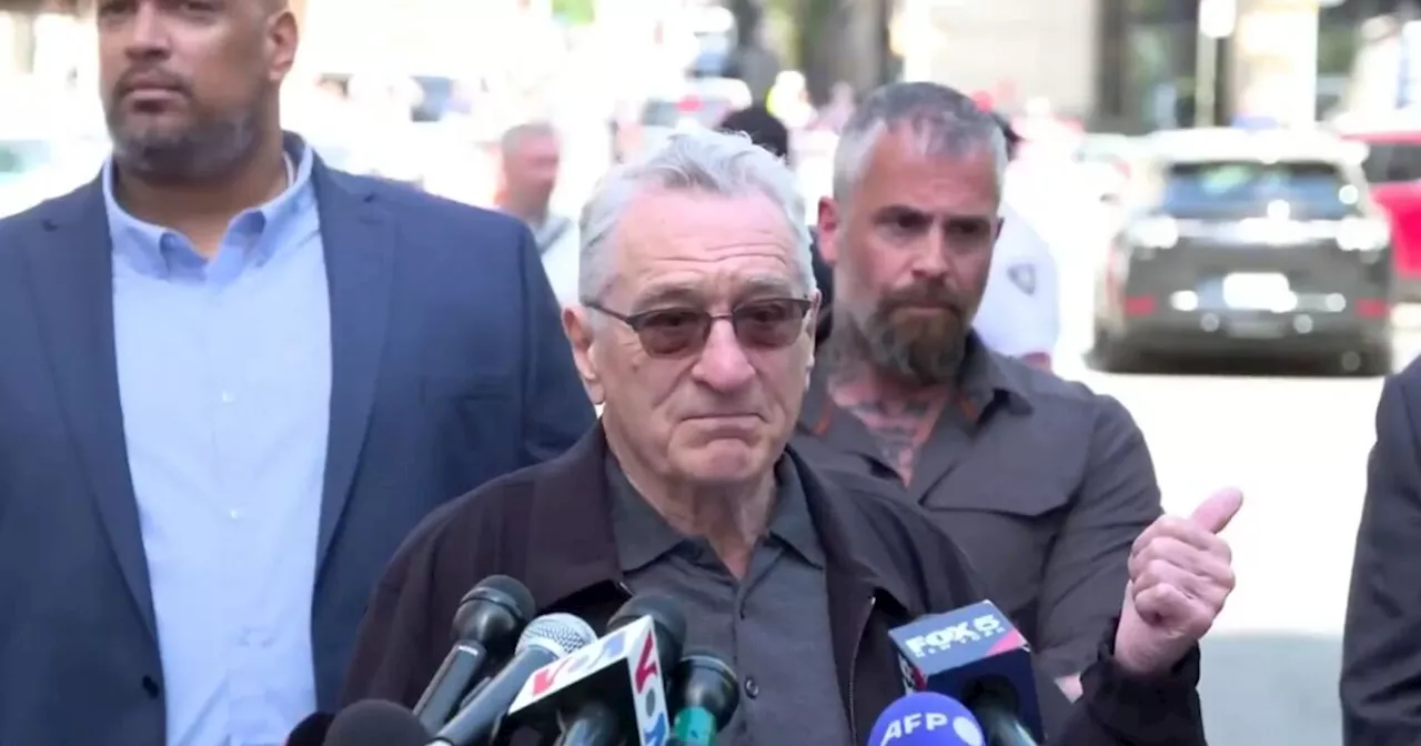 Actor Robert De Niro campaigns for Biden outside Trump trial