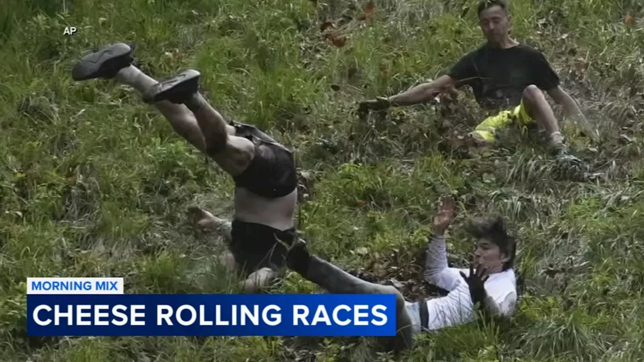 Cheese Race Dozens roll down Cooper's Hill in annual cheesechasing