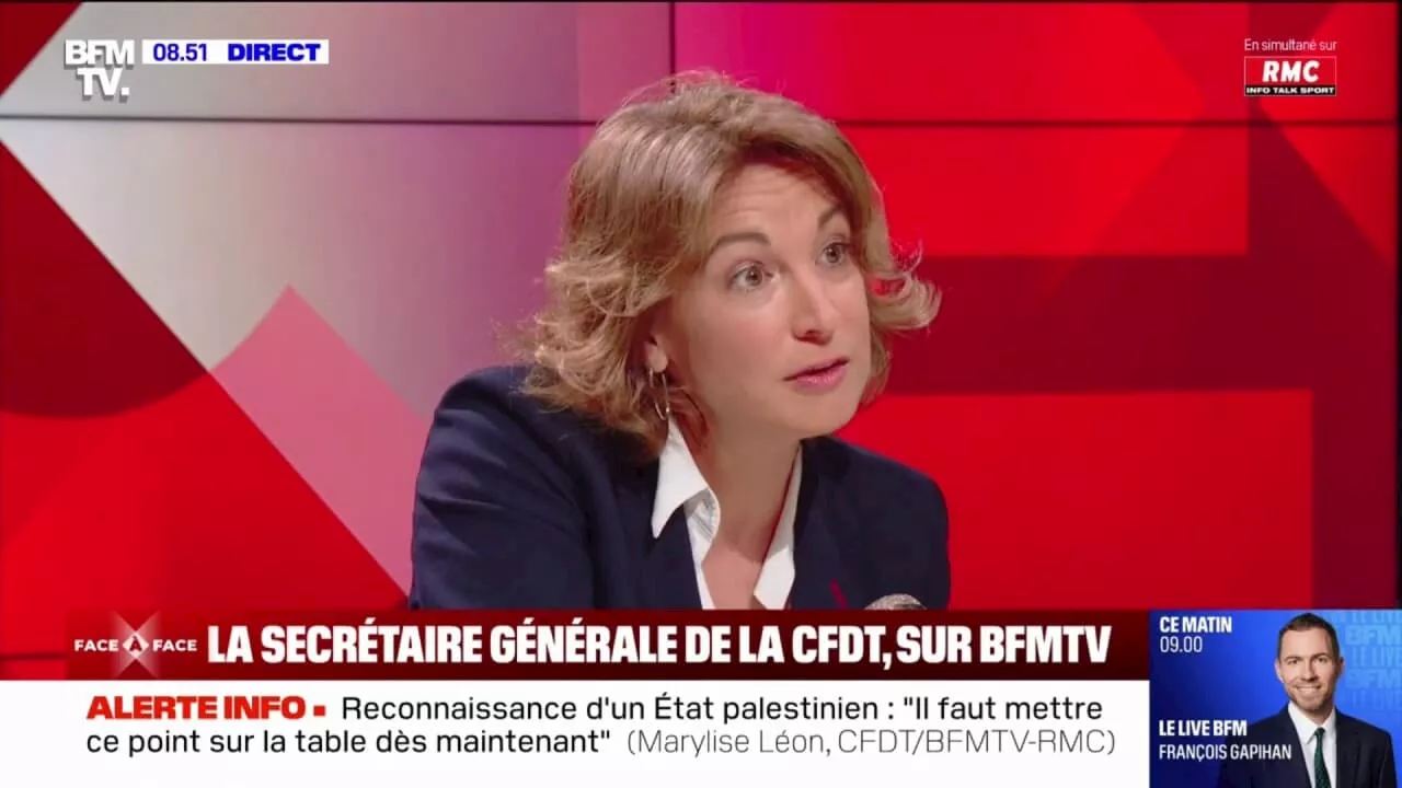 Marylise Léon (secrétaire nationale de la CFDT) 'favorable' à la reconnaissance de l'État palestinien