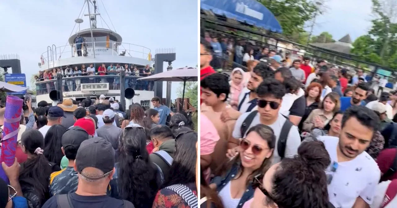 Lineups for the ferry from the Toronto Islands are already packed and chaotic