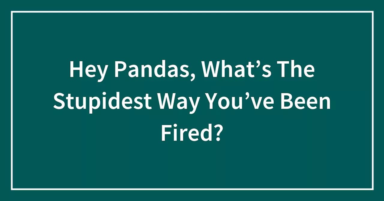 Hey Pandas, What’s The Stupidest Way You’ve Been Fired?