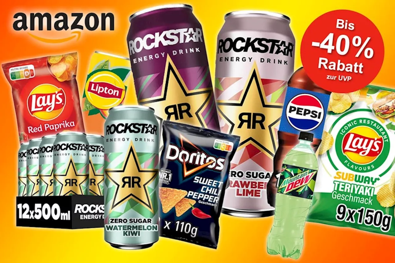 Rockstar Energy Mega Deals im Amazon Sale: Rockstar Angebote, Softdrinks und Snacks von Pepsi, Lipton, Lays &